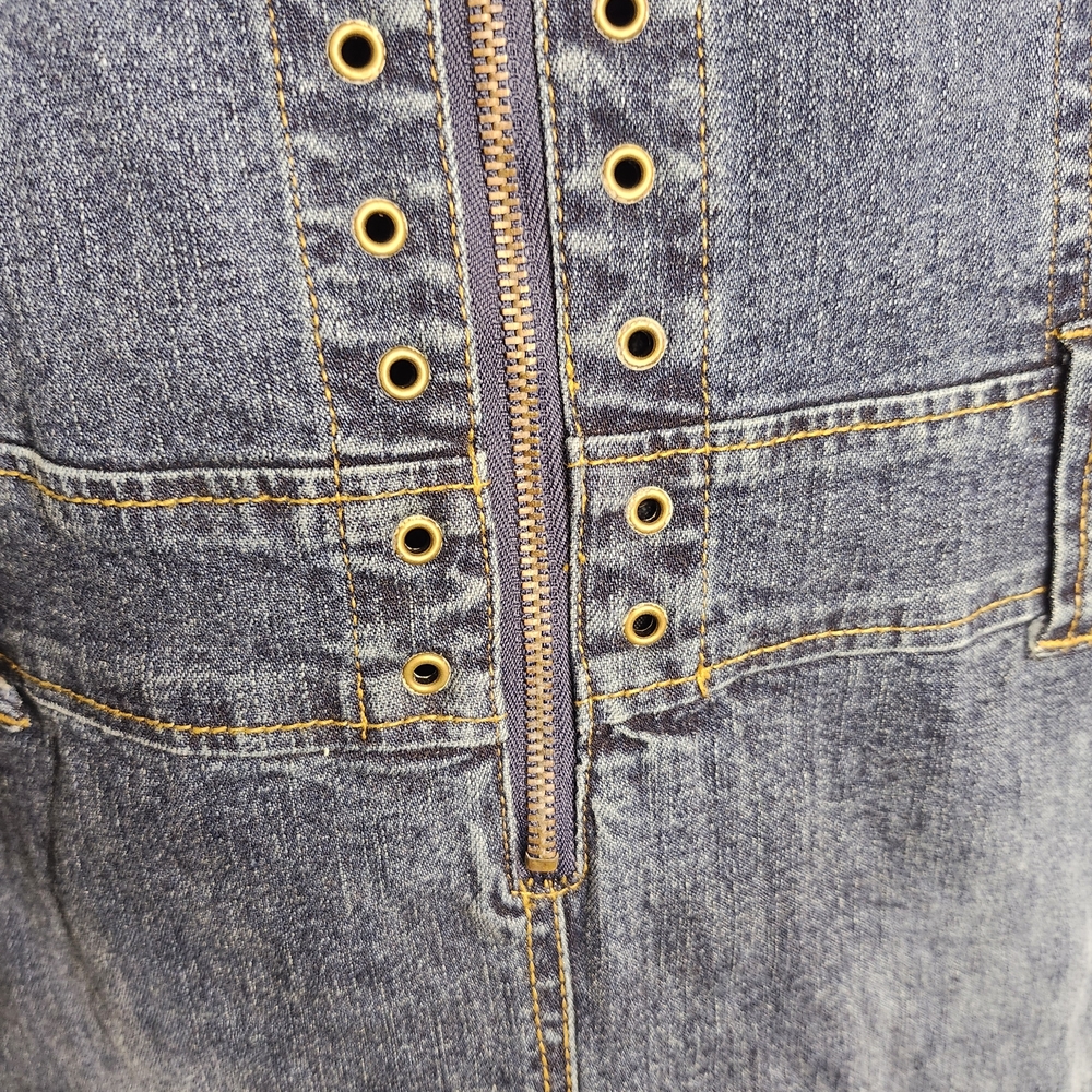 Jennifer Lopez Denim Jumpsuit in Dark Blue with Contrast Stitching - Picture 7 of 16